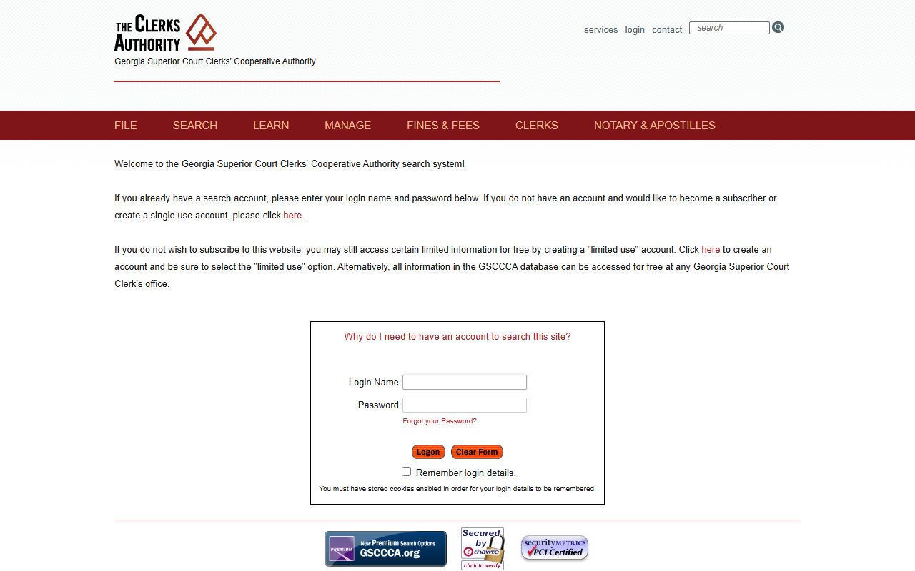 Dooly County Clerk of Superior Court GSCCCA login access