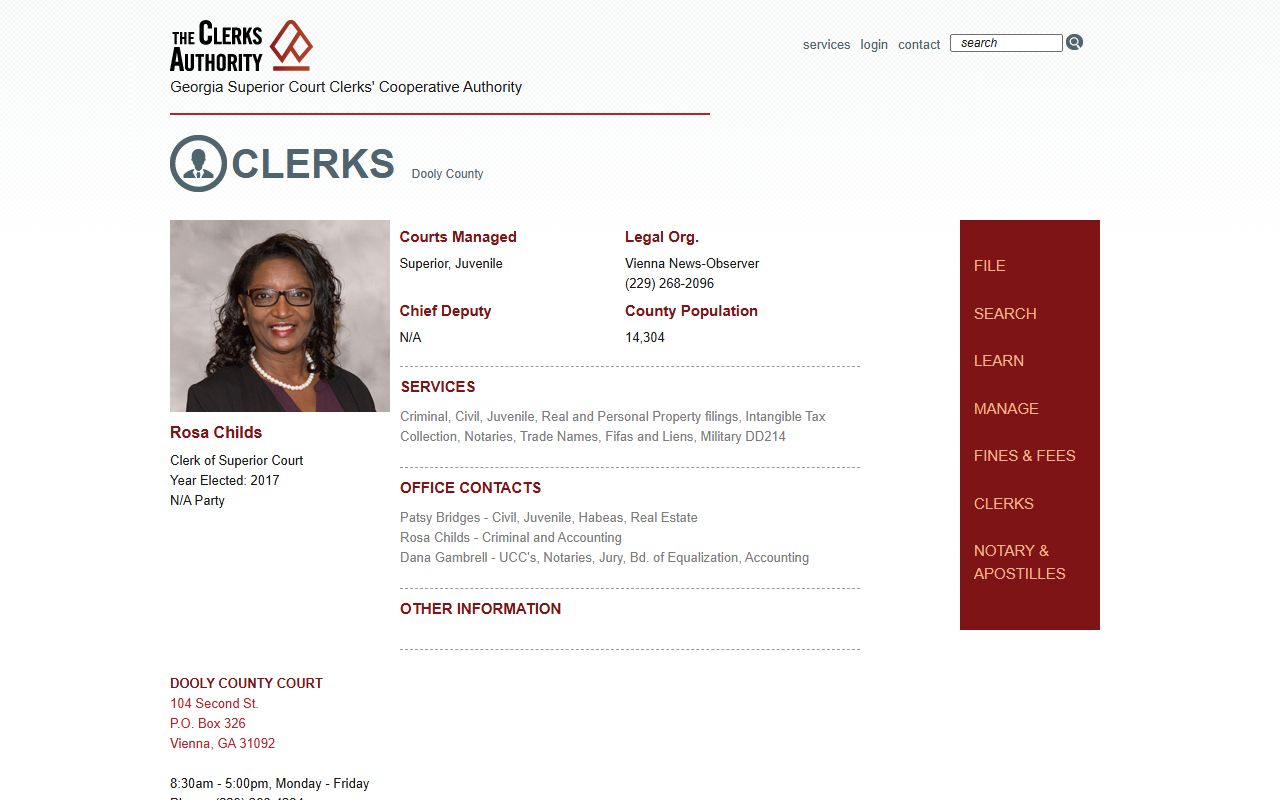 Dooly County Clerk of Superior Court GSCCCA records profile