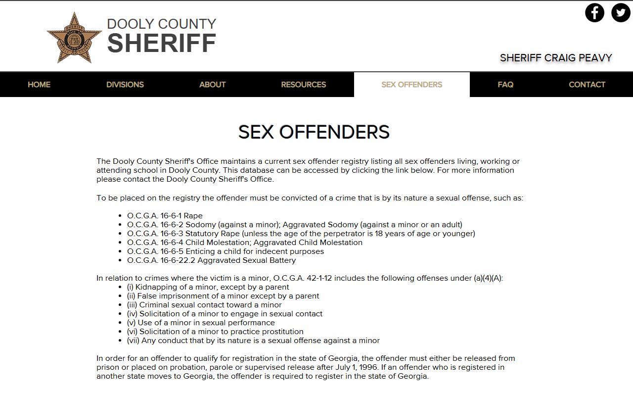 Dooly County arrest records sheriff sex offender information source