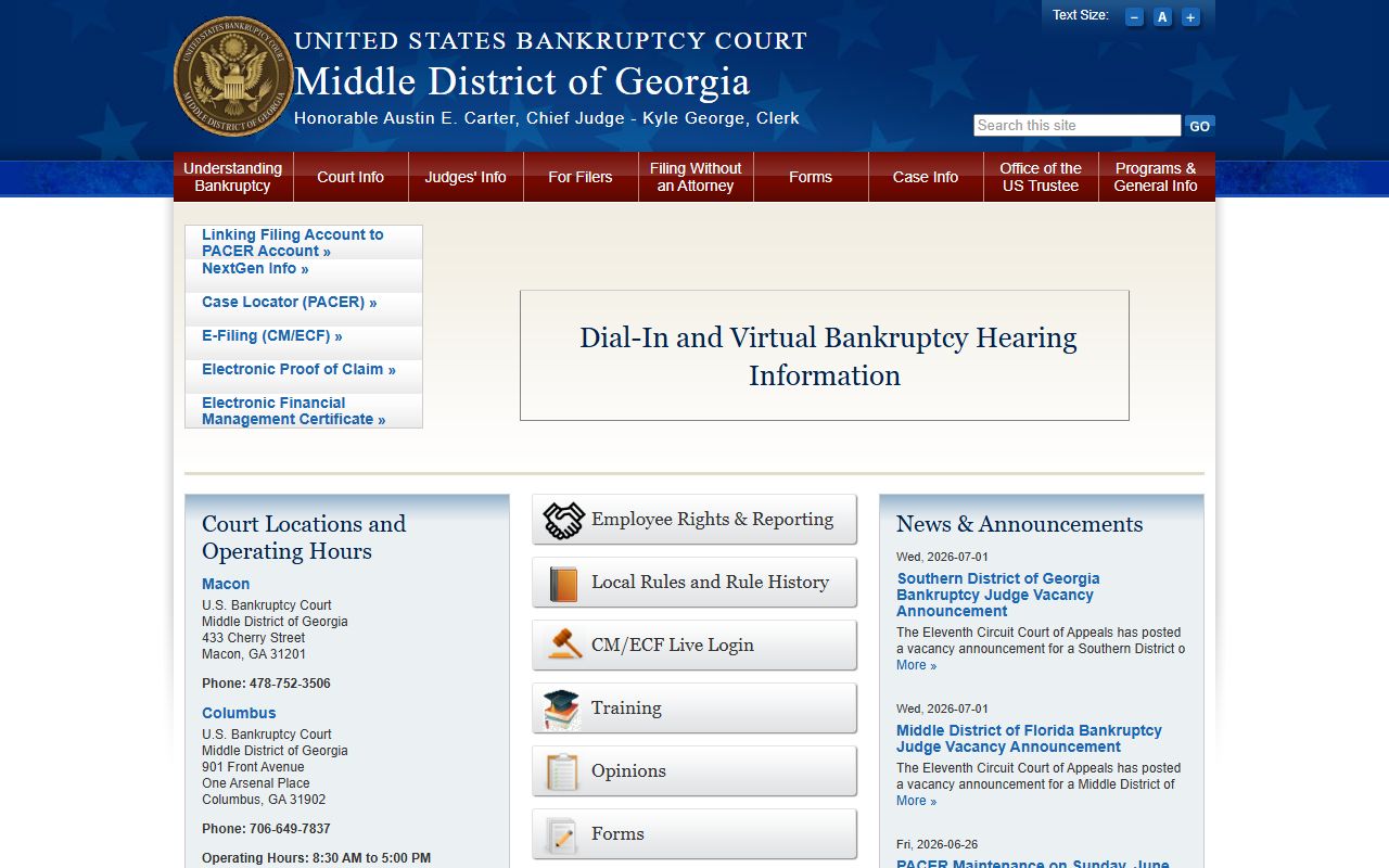 Dooly County court dockets Middle District bankruptcy court source
