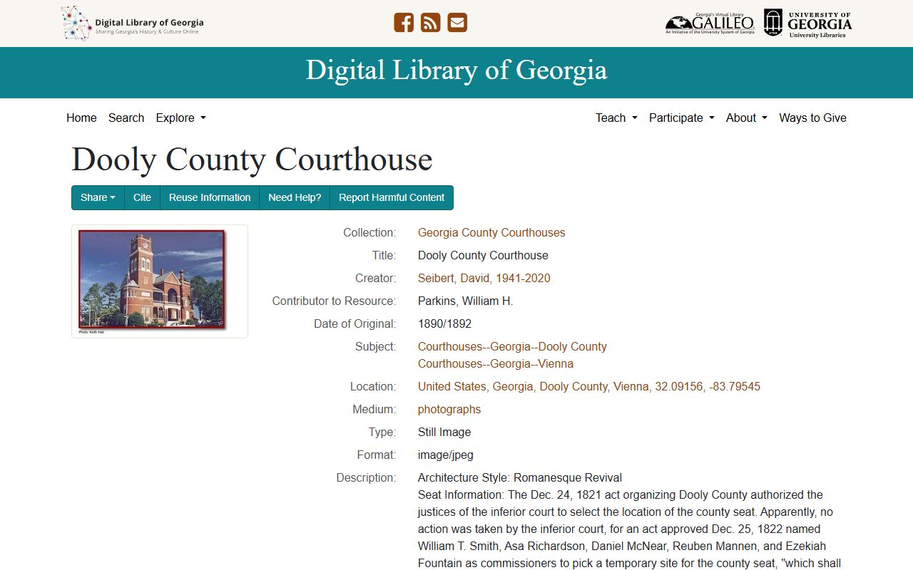 Dooly County court records courthouse history source