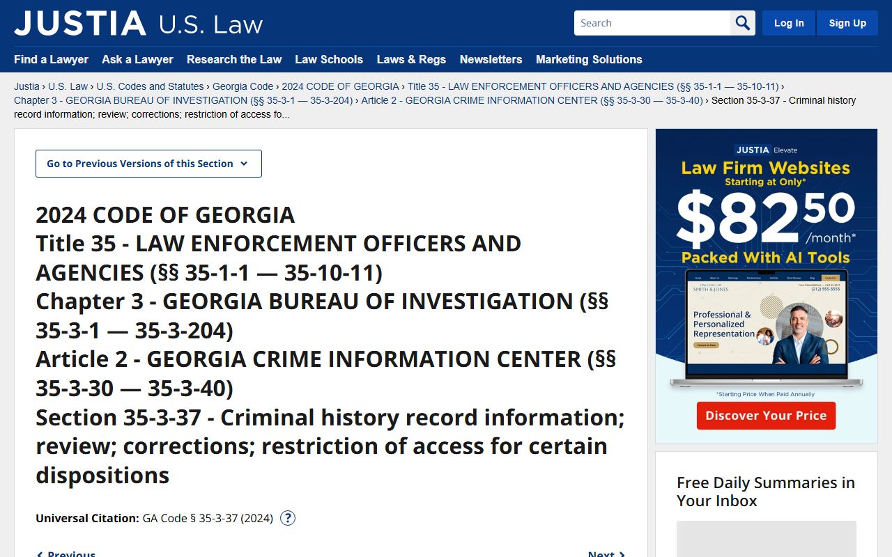 Dooly County criminal court records O.C.G.A. 35-3-37 restriction statute