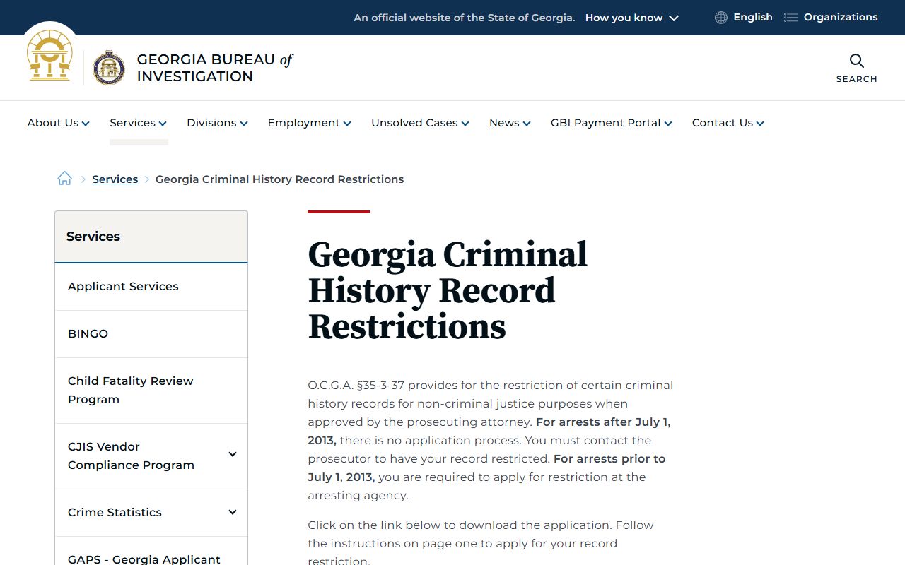 Dooly County criminal court records GBI record restriction source