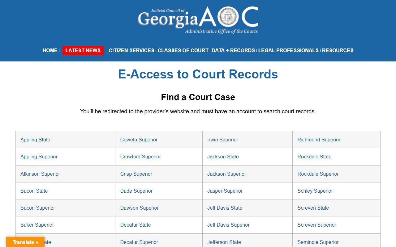 Dooly County court records Georgia e-access directory