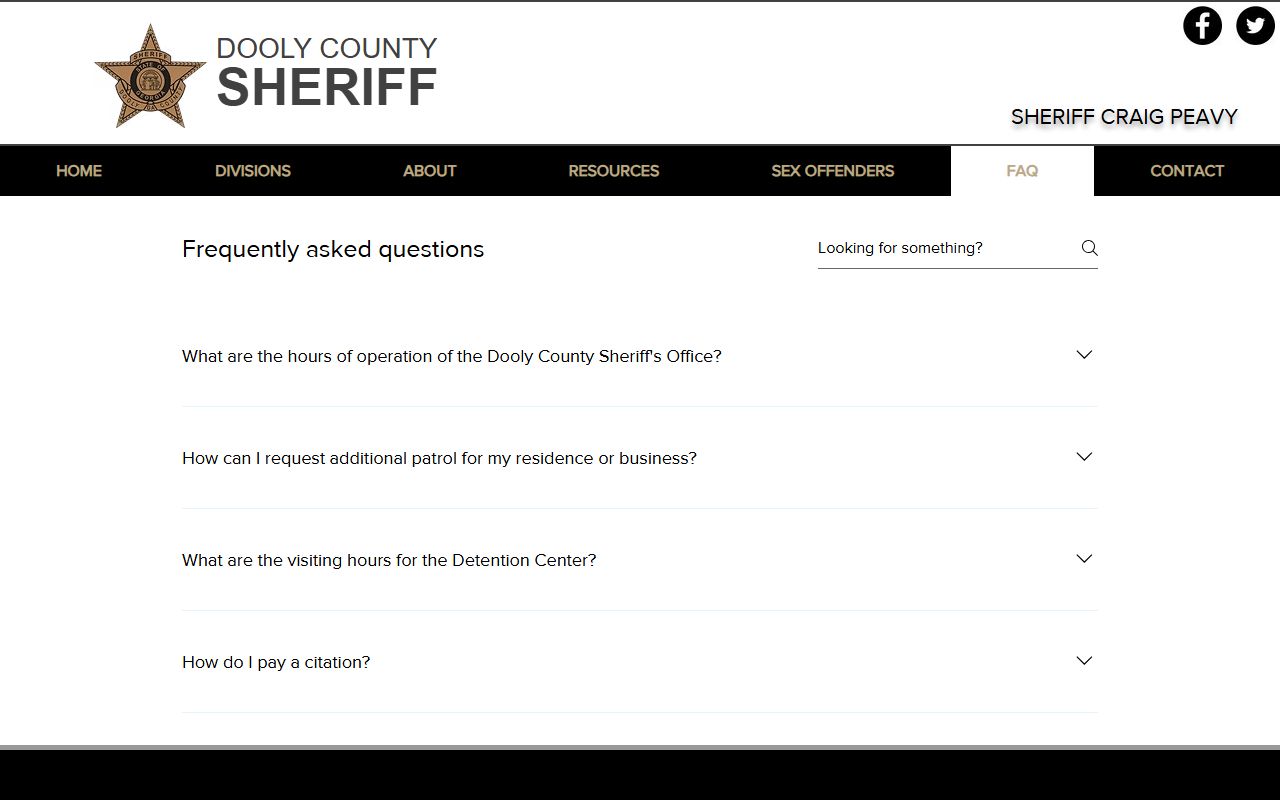 Dooly County inmate records sheriff FAQ visitation schedule