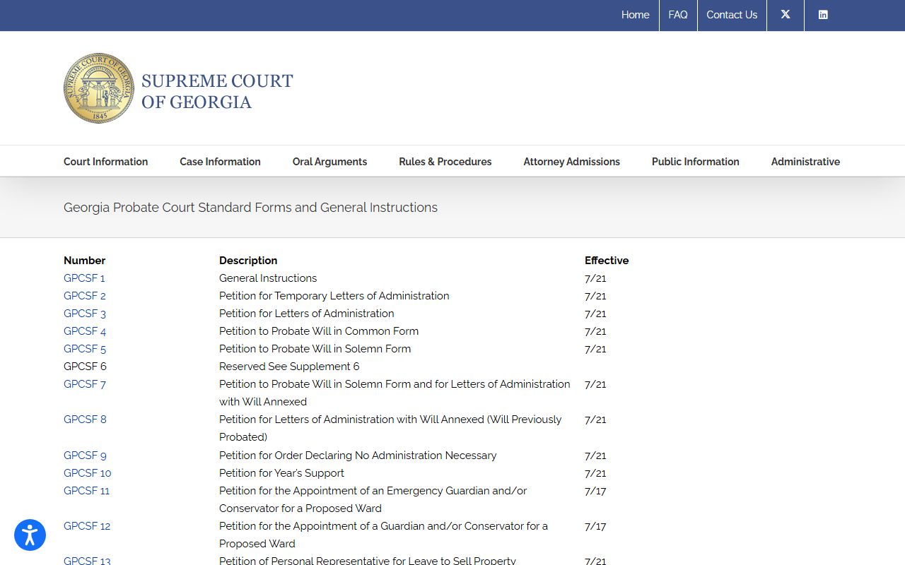 Dooly County probate records Georgia standard probate forms