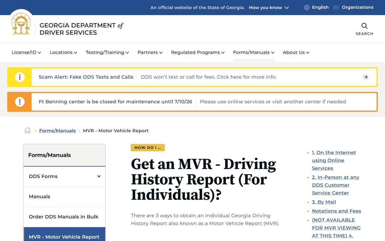 Dooly County traffic court records Georgia DDS MVR guide